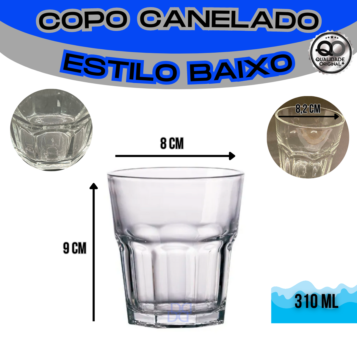 Kit 6 Copos De Vidro Grosso Alto Resistente Liso Com 380 Ml - E-Shop Diamond