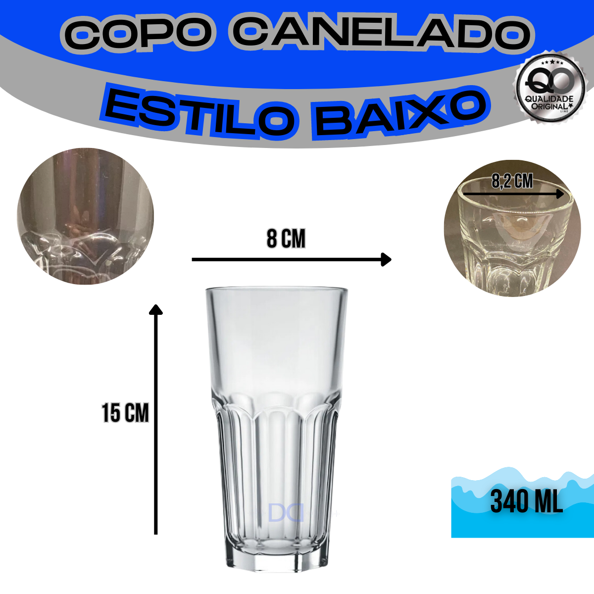 Jogo C/ 6 Copos De Vidro Grosso 340 Ml Resistente - Oca Variedades