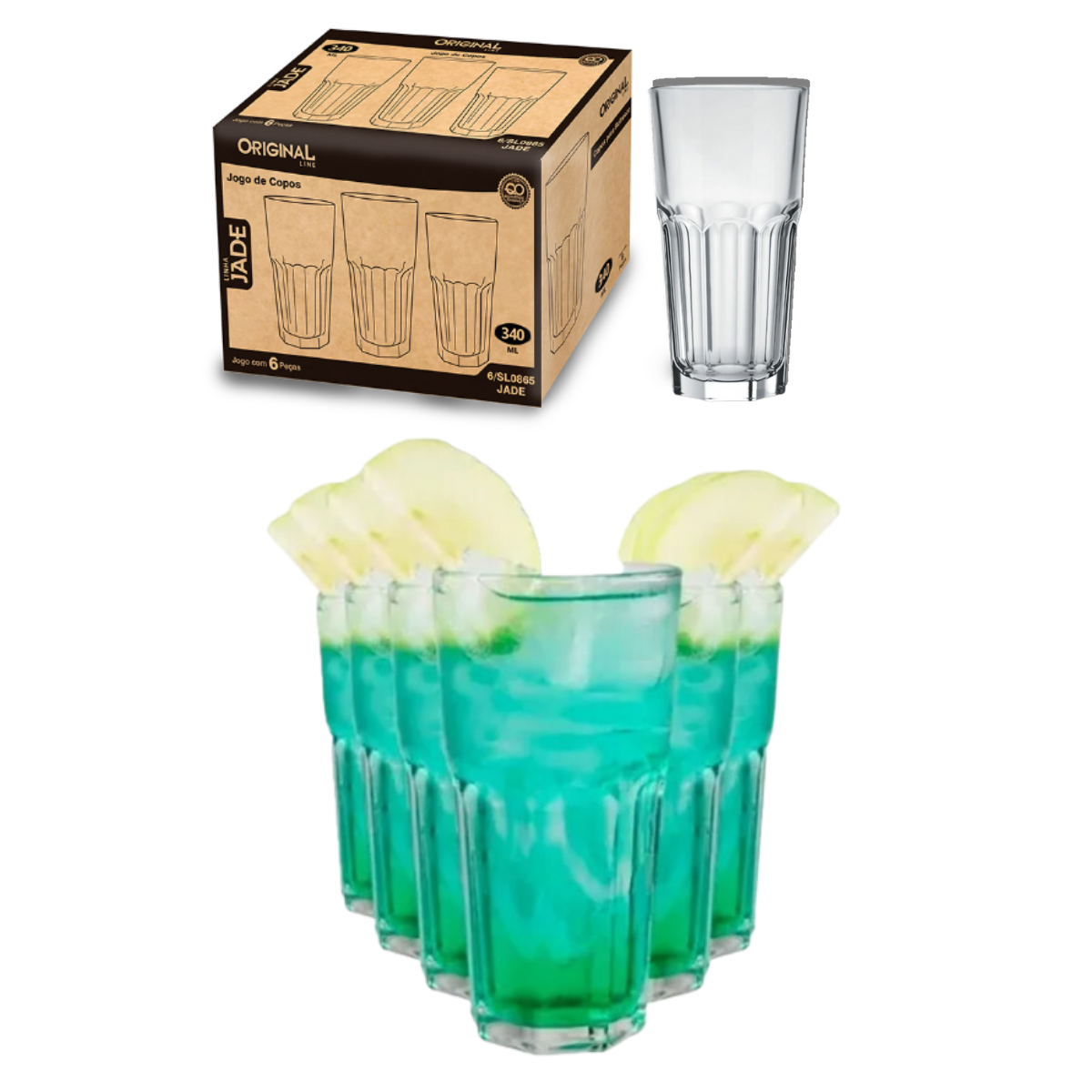 Jogo Copos Água Suco Vidro Liso 300ml Kit 18 Peças - EM CASA TEM - Copo de  Água / Suco - Magazine Luiza