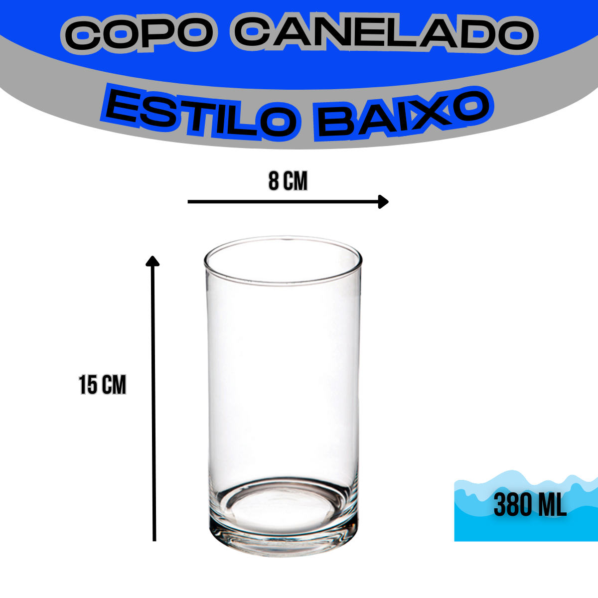 Kit 6 Copos De Vidro Grosso Alto Resistente Liso Com 380 Ml - E-Shop Diamond