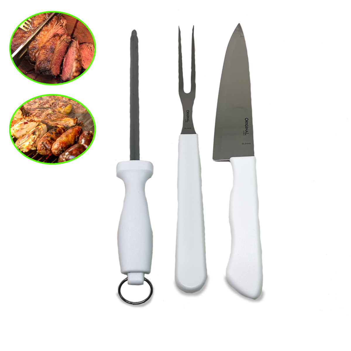 Conjunto De Faca 8 E Garfo Inox Para Churrasco Mor